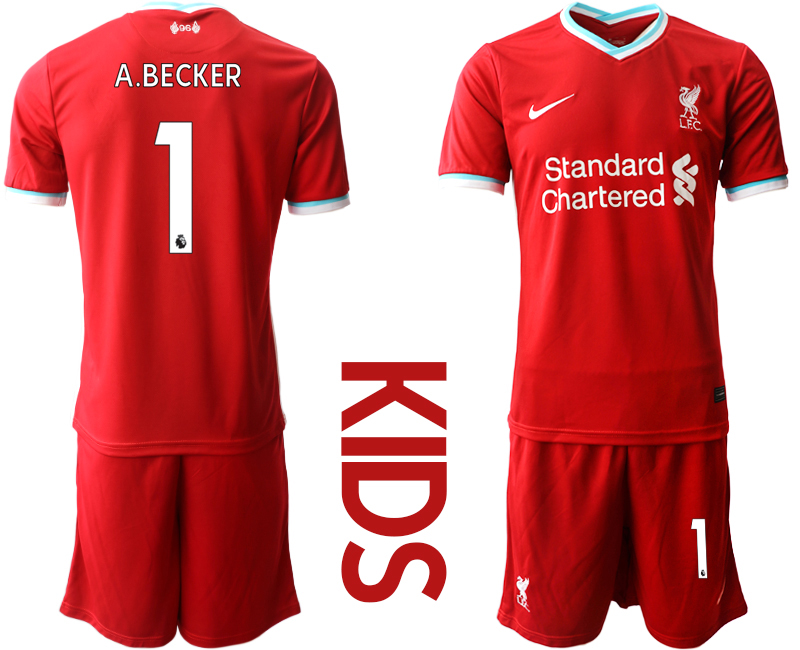 Youth 2020-2021 club Liverpool home #1 red Soccer Jerseys->liverpool jersey->Soccer Club Jersey